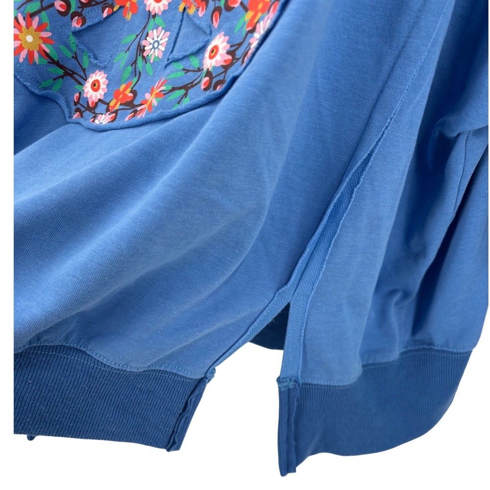 Easel  Blue‎ Floral Peace Sign Oversized Sweatshirt Women Large - Picture 7 of 7